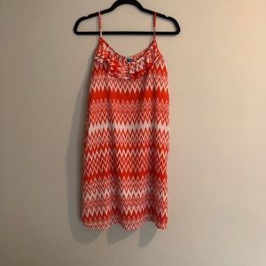 Orange patterned ruffle mini sundress